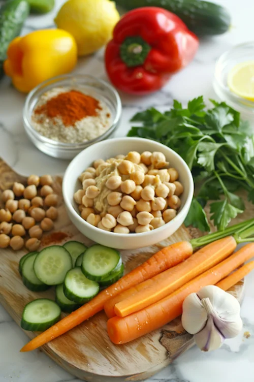 ingredientes Hummus con verduras